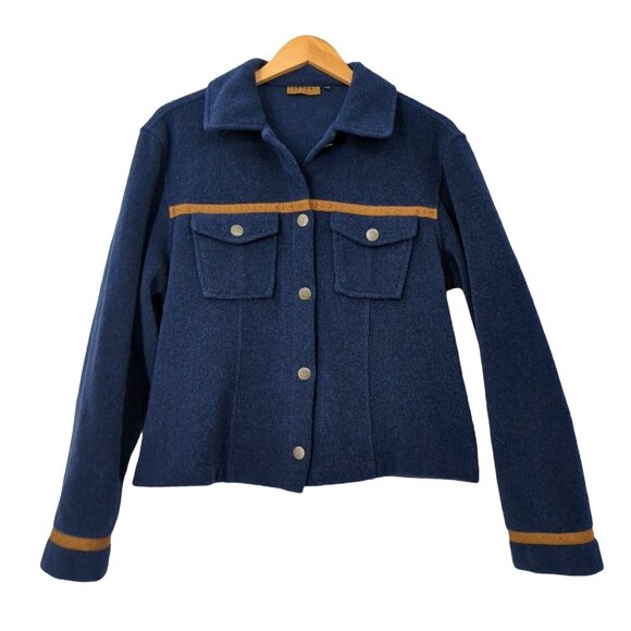 Vintage Tsunami Wool Blend Jacket Womens M Blue Western Ranch Cabincore - Picture 1 of 8